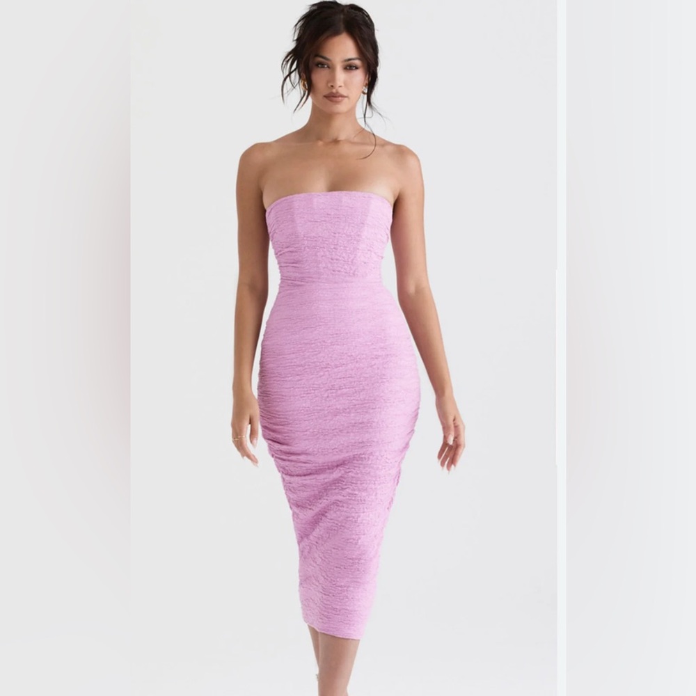 House Of CB Pink Corset Midi Dress Size Small Zip Up - Picture 6 of 16